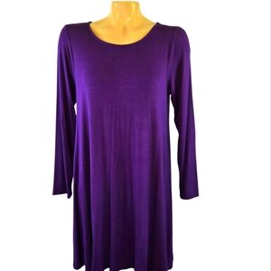 LIGHTHEART NEw Long Sleeve‎ A Line Swing Dress Purple Flowy Rayon Size Small